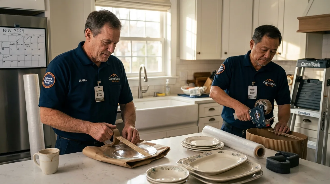 Professional crew packing kitchen dishware in Palm Desert, CA